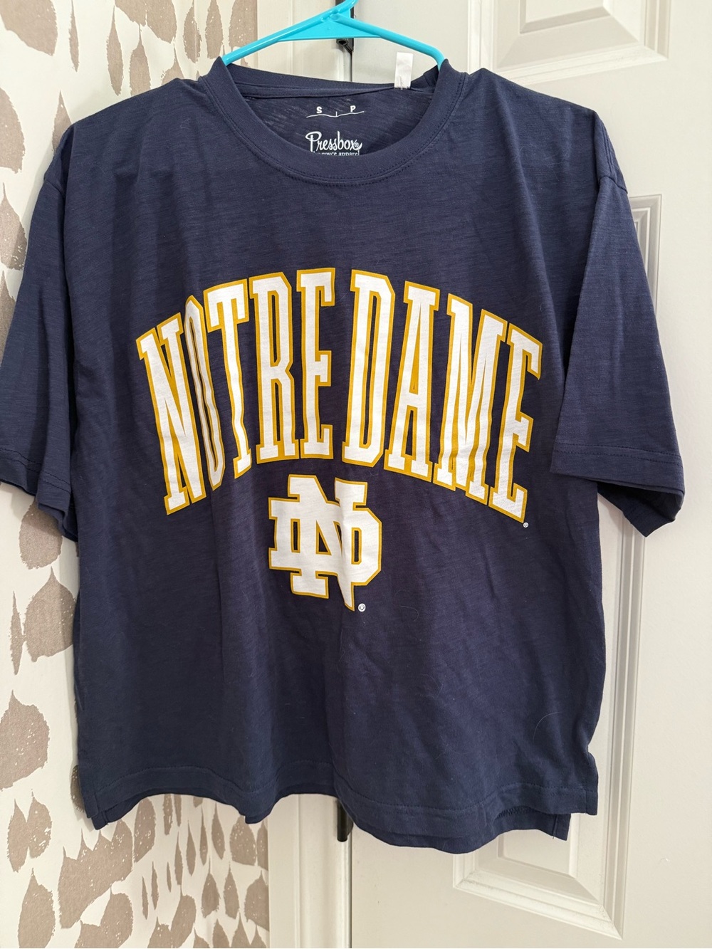 Pressbox Navy Notre Dame Tee with Gold & White Logo